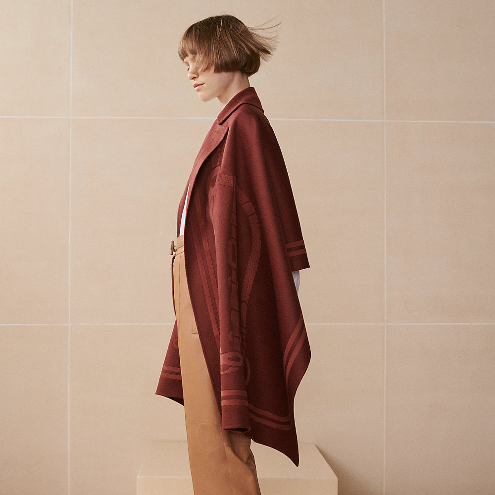 Trompe l'Oeil Coaching stole - Red | Hermès USA